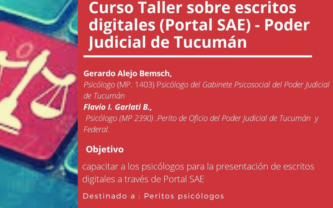 Curso Taller sobre escritos digitales (Portal SAE) – Poder Judicial de Tucumán