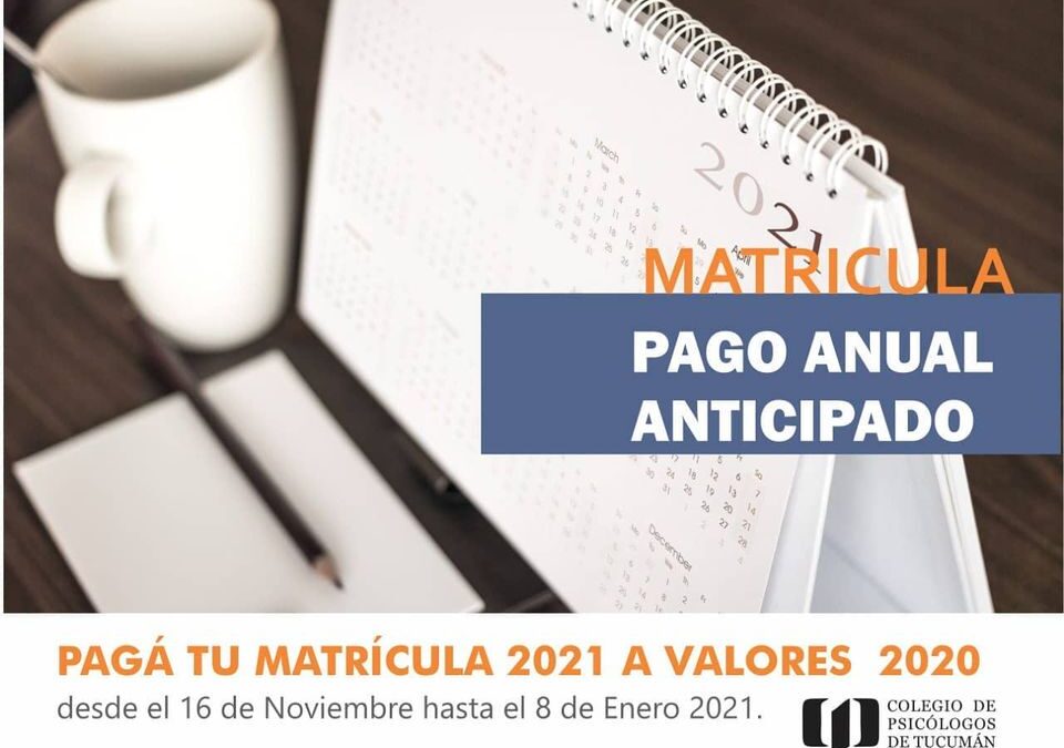 PAGO ANUAL de Matrícula