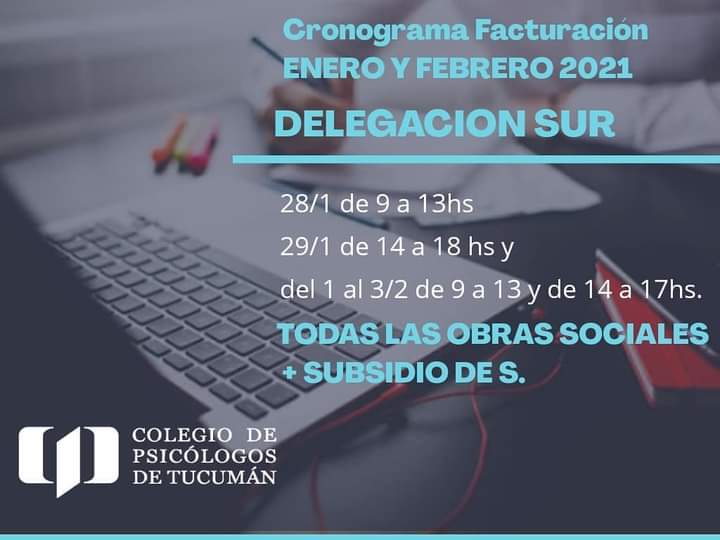 Cronograma Facturación – Enero y Febrero 2021 – SEDE SUR