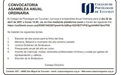Convocatoria Asamblea anual ordinaria 2021