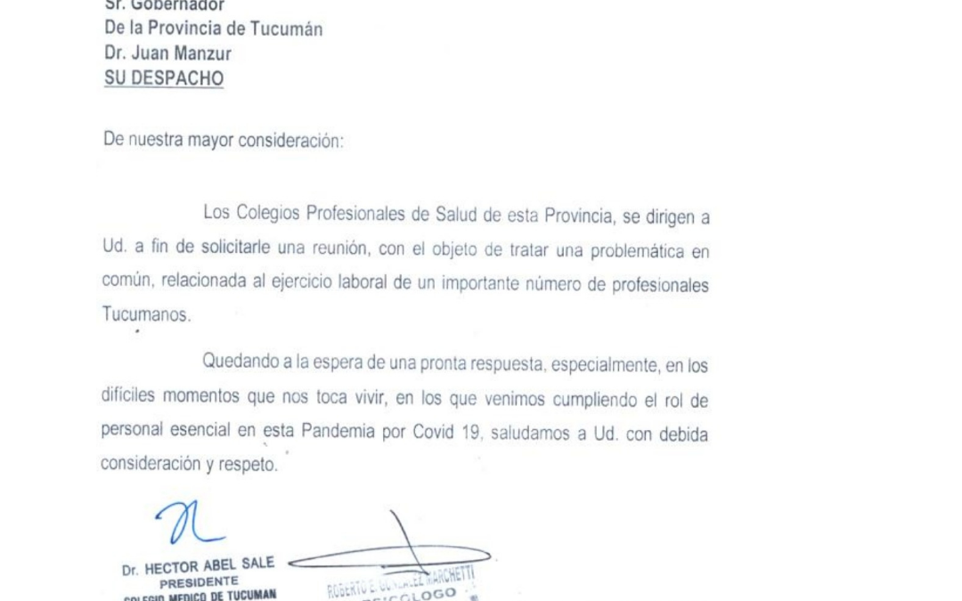 Gestiones ante el ejecutivo provincial por problemáticas del sector salud.