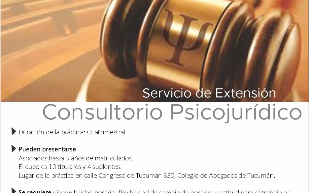 Convocatoria a Pasantes para Servicio de Extensión Consultorio Psicojurídico