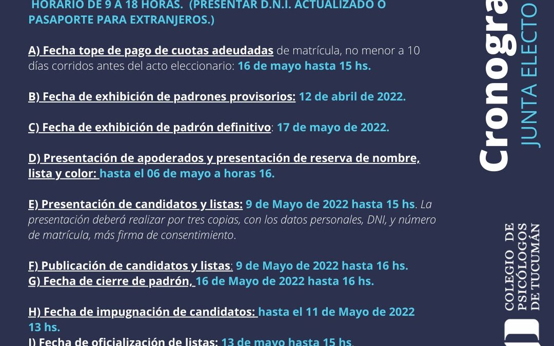Cronograma Electoral 2022
