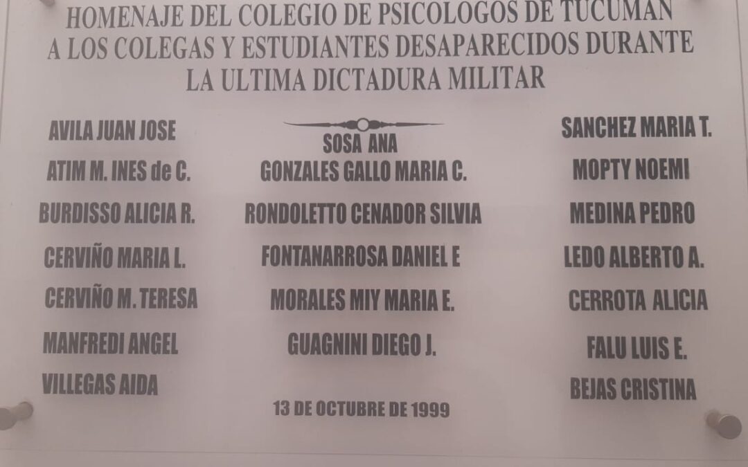 8 de agosto. Día Nacional del Psicólog@ Víctima del Terrorismo de Estado. 
