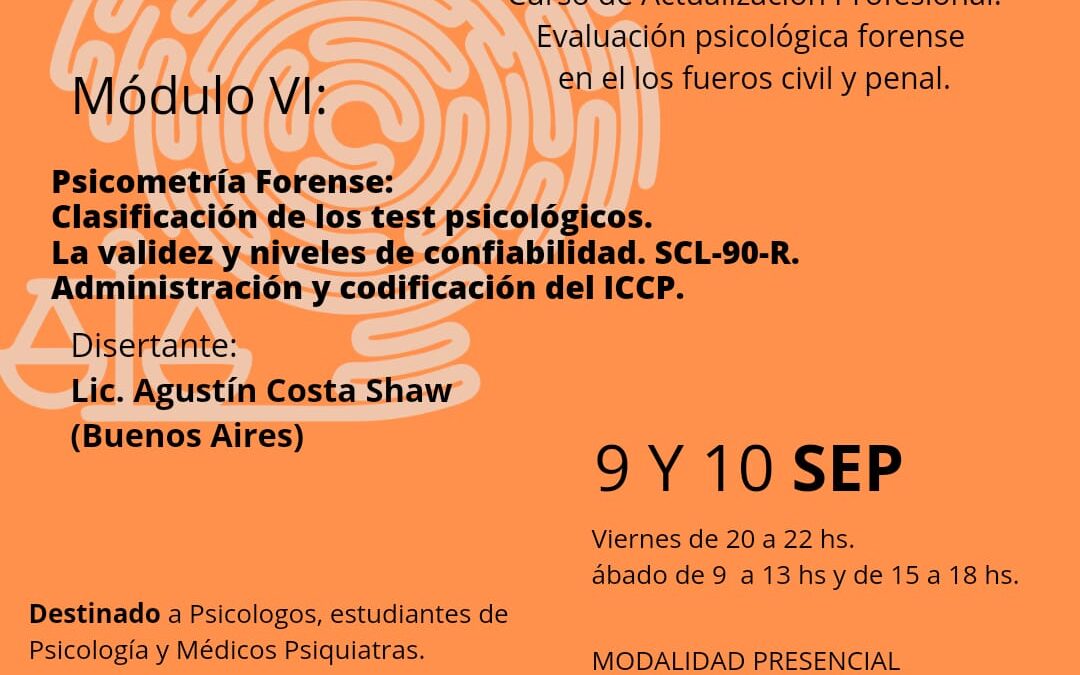 Curso de Actualización Profesional: Evaluación psicológica forense en los fueros civil y penal