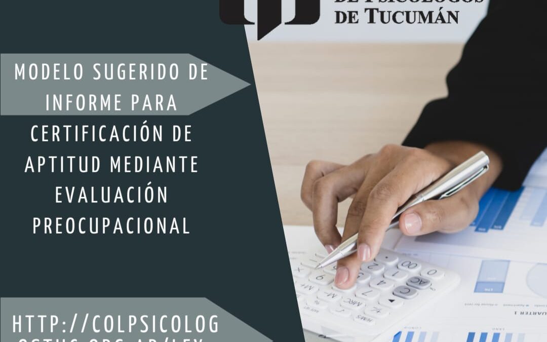 Modelo Sugerido de Informe para Certificación de Aptitud mediante Evaluación pre ocupacional