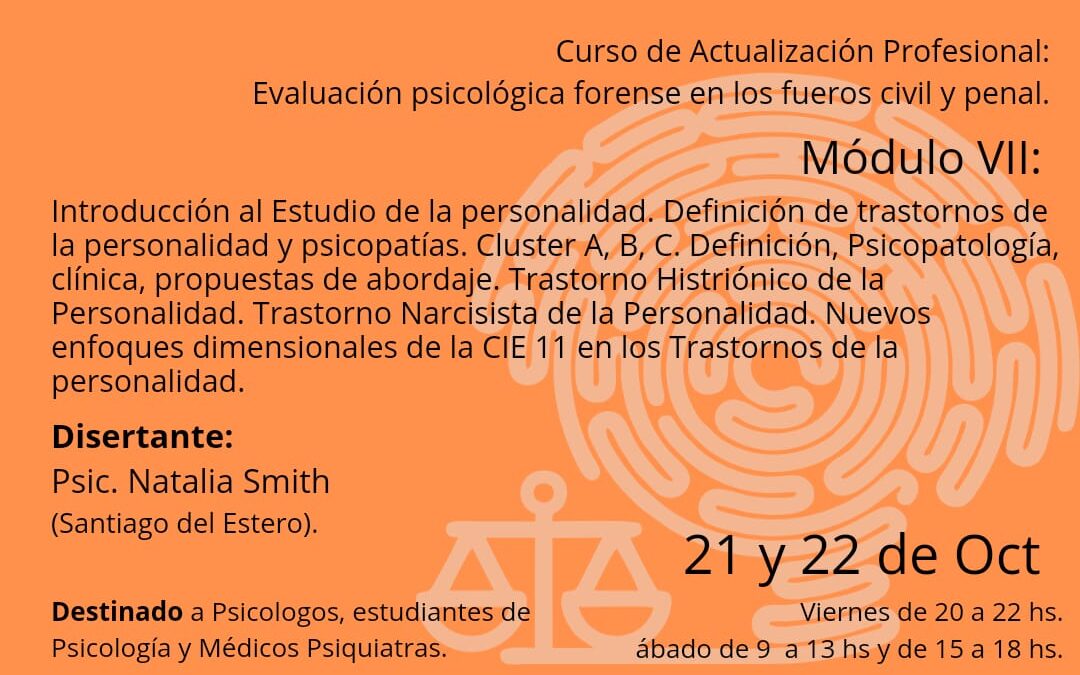 Curso de Actualización Profesional: Evaluación psicológica forense en los fueros civil y penal