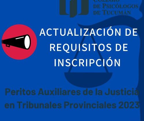 Inscripción a Peritos Auxiliares de la Justicia en Tribunales Provinciales 2023.