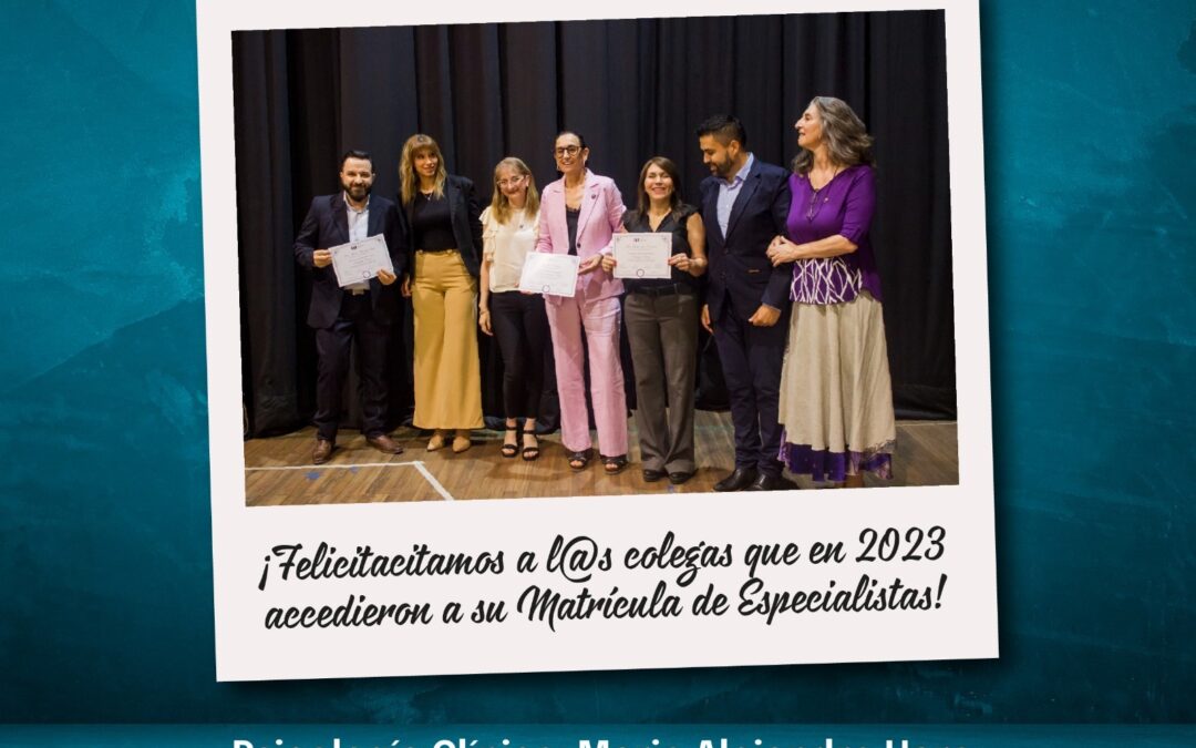 El CPT saluda a los colegas que en 2023 accedieron a su Matrícula de Especialistas