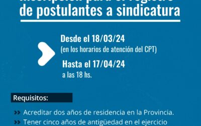 Inscripción para el registro de postulantes a sindicatura