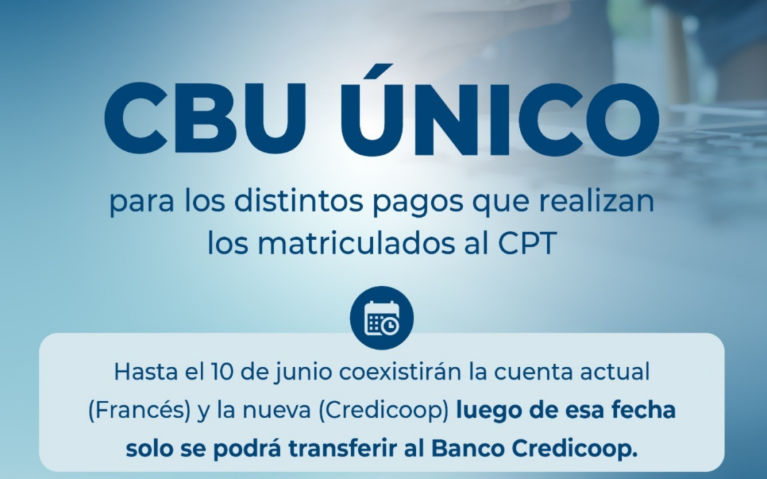 ¡Importante! Nuevo CBU para pagos